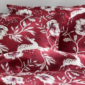 H&M 100% Cotton Red Deer Themed King Duvet Cover Set